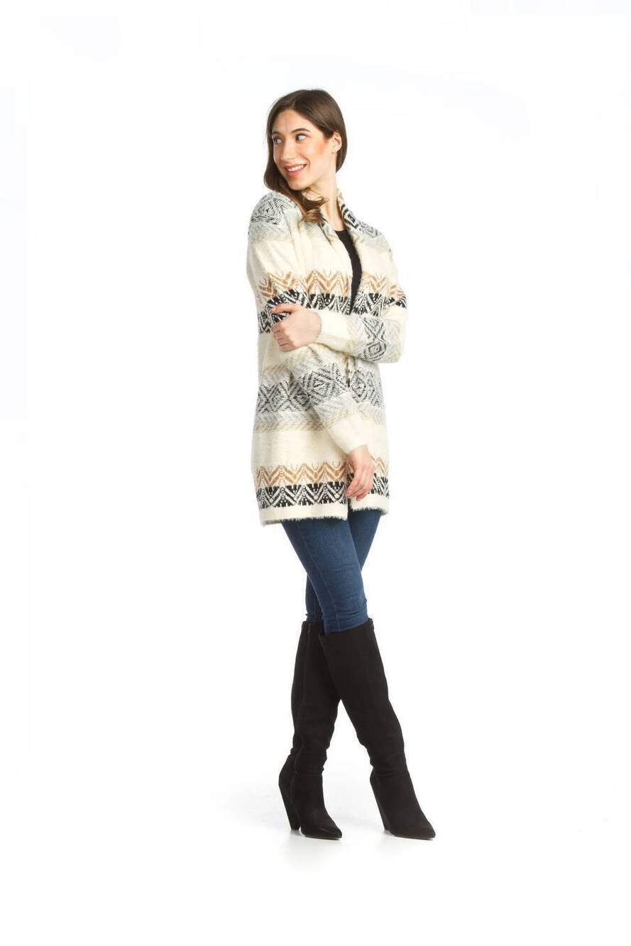 NEW PAPILLON patterned textured cardigan in cream